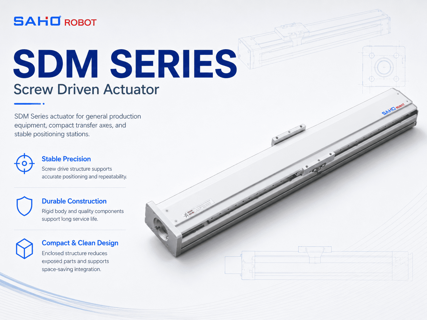 SDM Series screw driven linear actuator for general automation environments