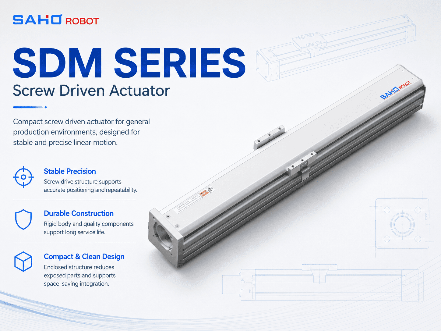 SDM Series ball screw linear actuator for clean production equipment