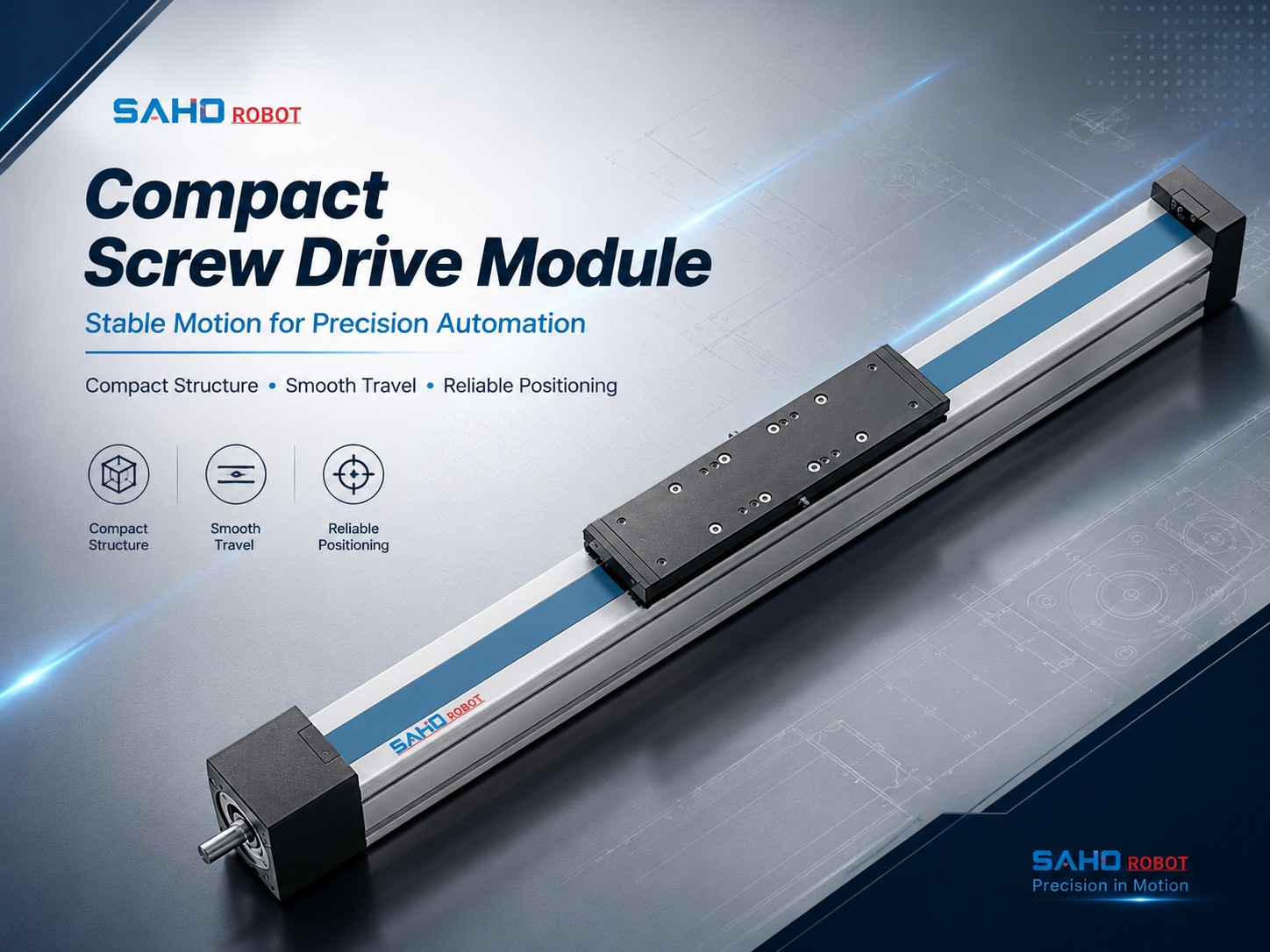 SAHO JTS80 screw drive linear actuator for compact clean room automation and short-stroke positioning