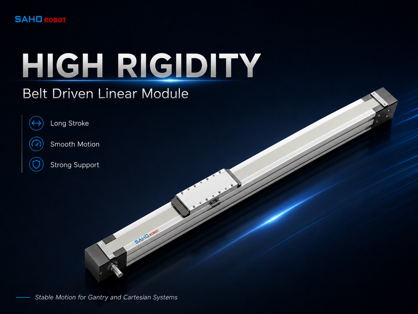 SAHO MTG60 clean room belt driven linear actuator for Cartesian robot axes electronics handling and precision automation