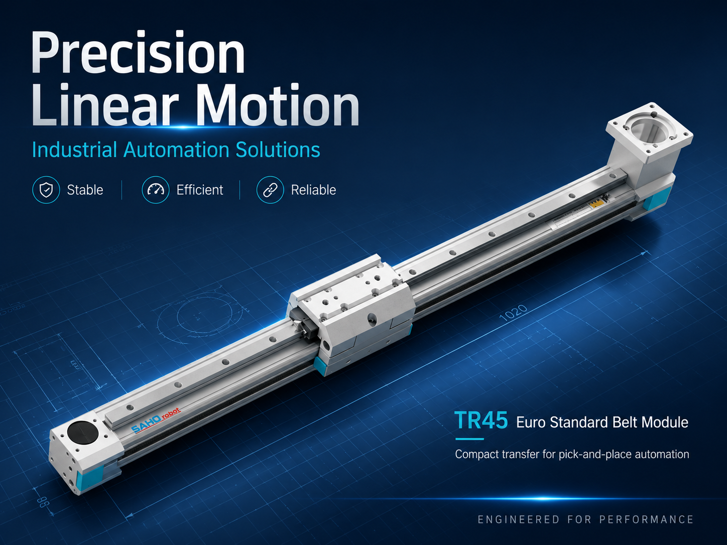 SAHO TR45 Euro standard belt linear module for compact transfer feeder movement and pick-and-place automation layouts