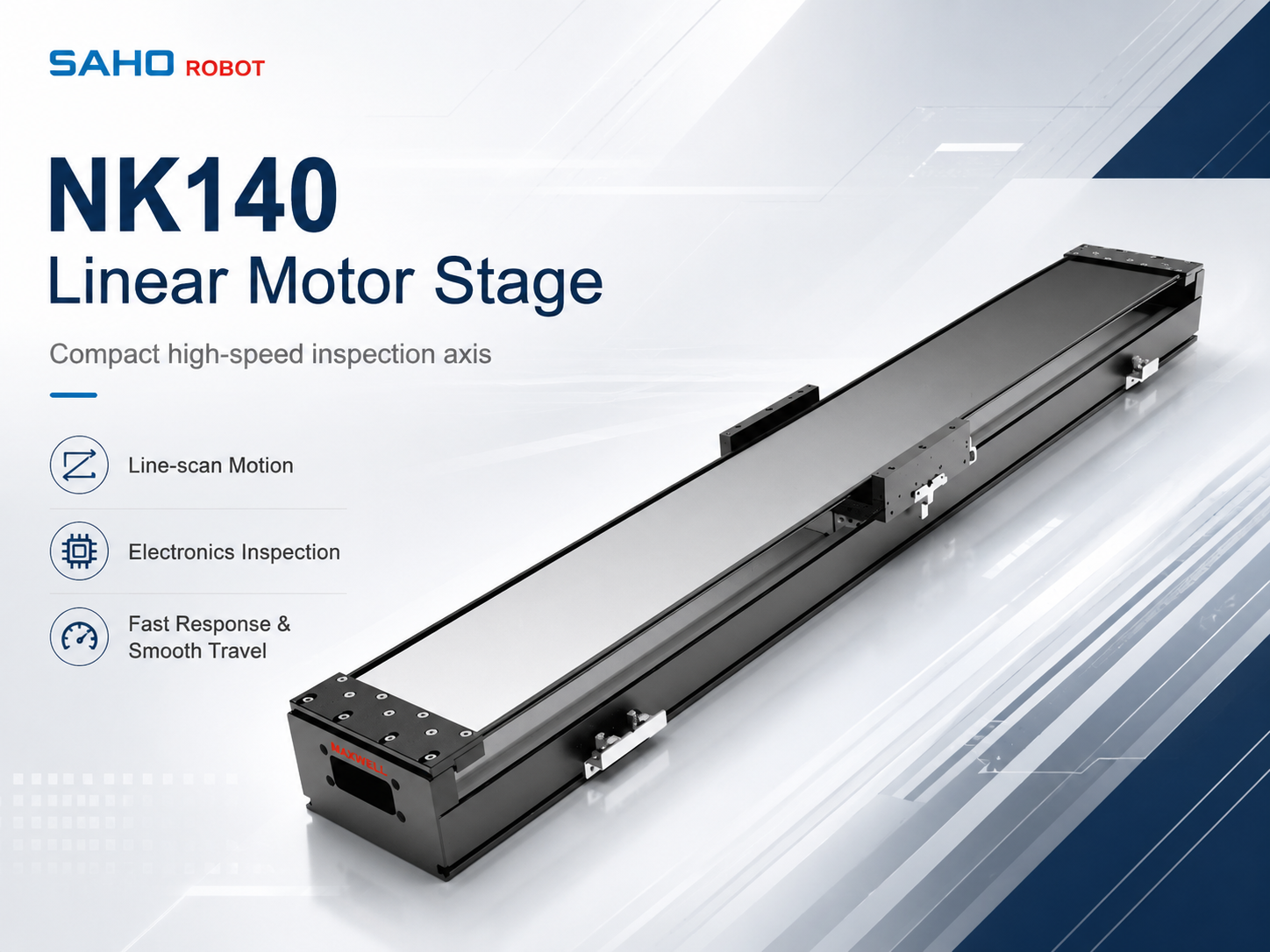 SAHO NK140 high precision linear motor stage for high-speed inspection and line-scan motion