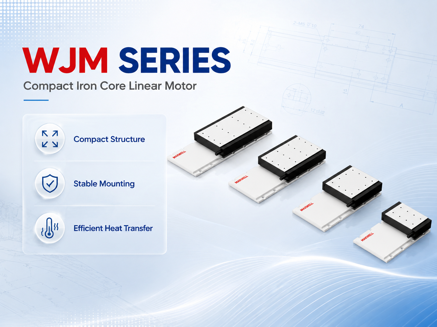 WJM compact iron core linear motor assembly