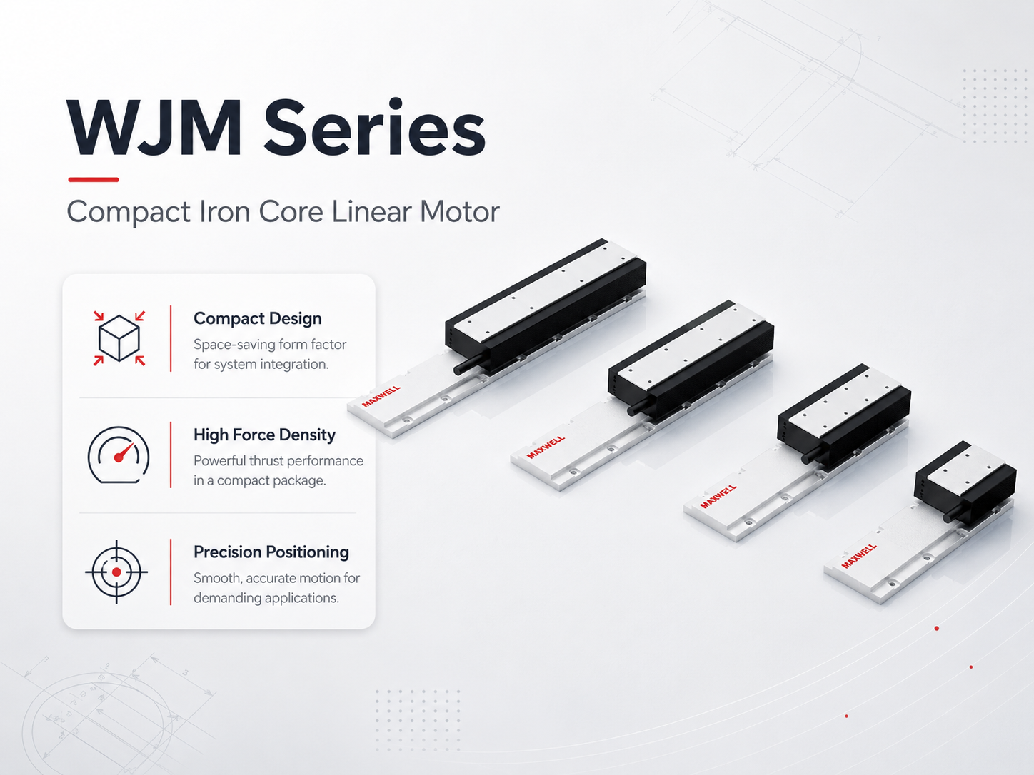 WJM compact iron core linear motor for OEM machine integration