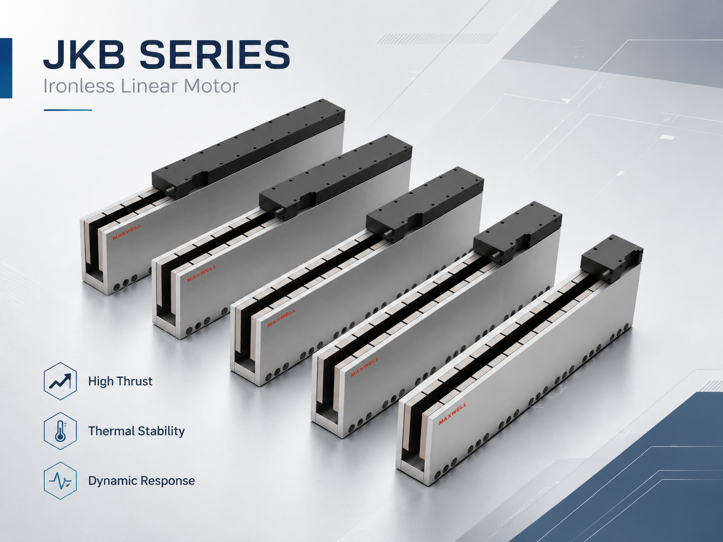 SAHO JKB high-thrust ironless linear motor mover and stator