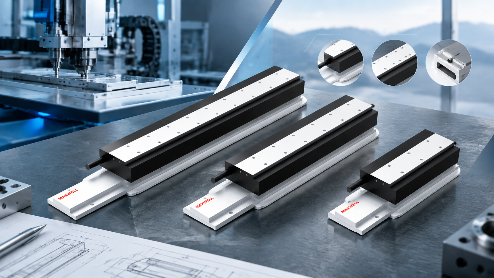 SAHO MK1 iron-core linear motor mover and stator components